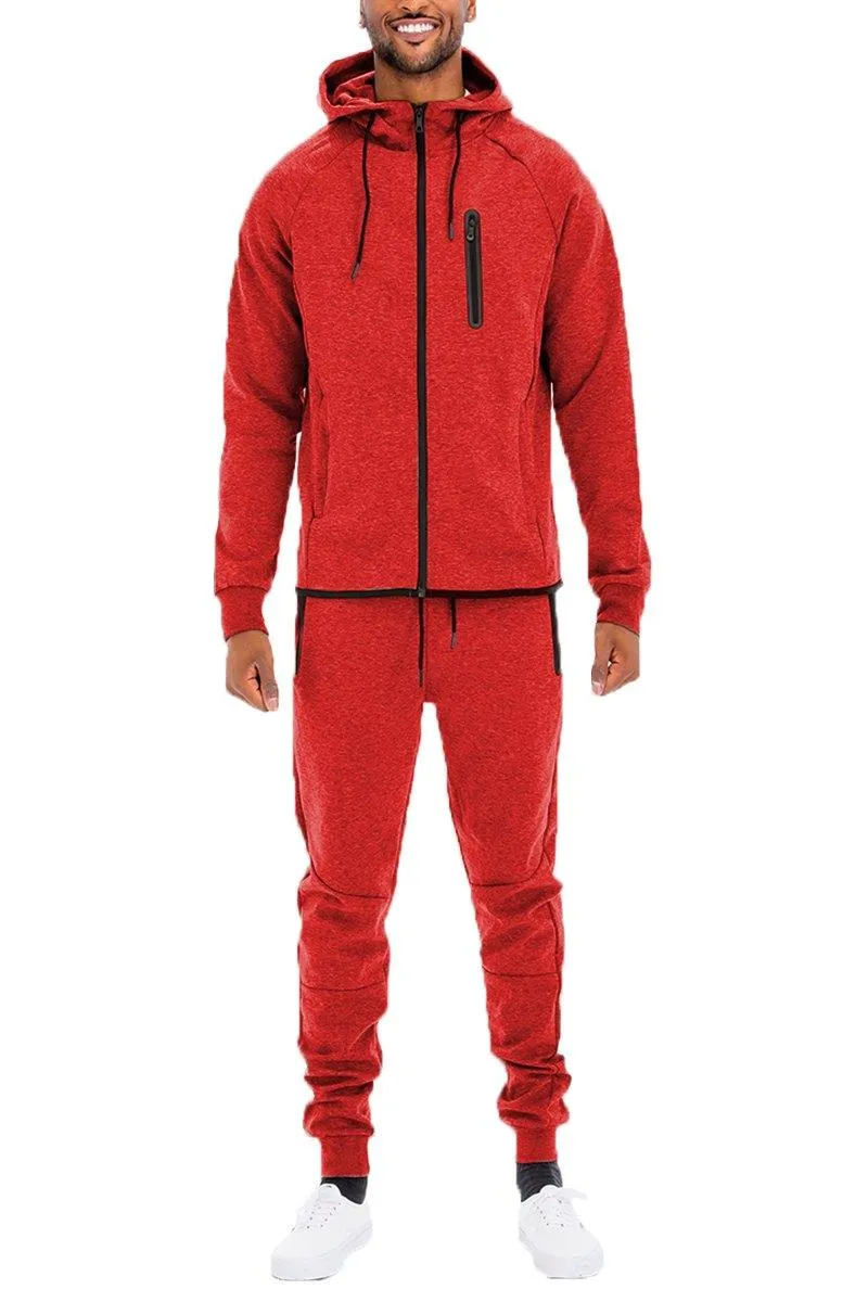 Mens Dynamic Solid Red Sweat Suit Track Set