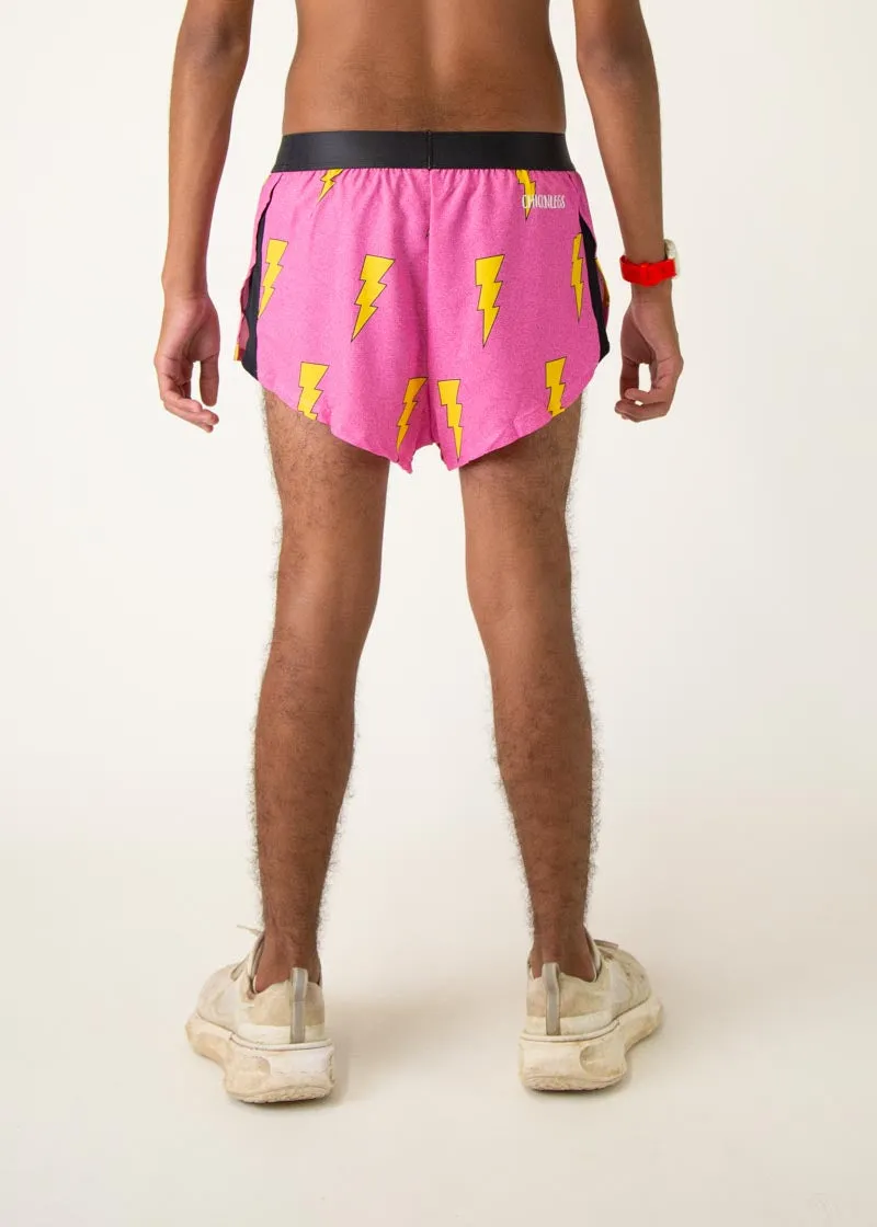 Men's Pink Bolts 2" Split Shorts