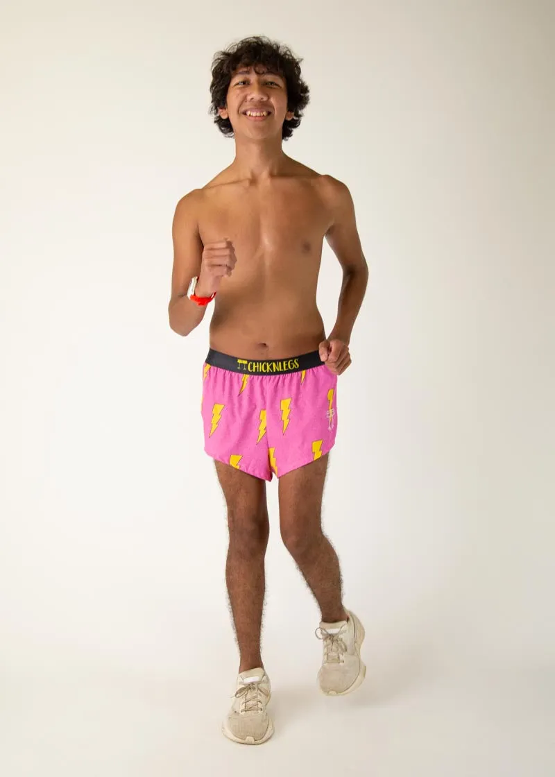 Men's Pink Bolts 2" Split Shorts