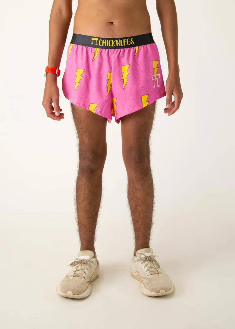 Men's Pink Bolts 2" Split Shorts