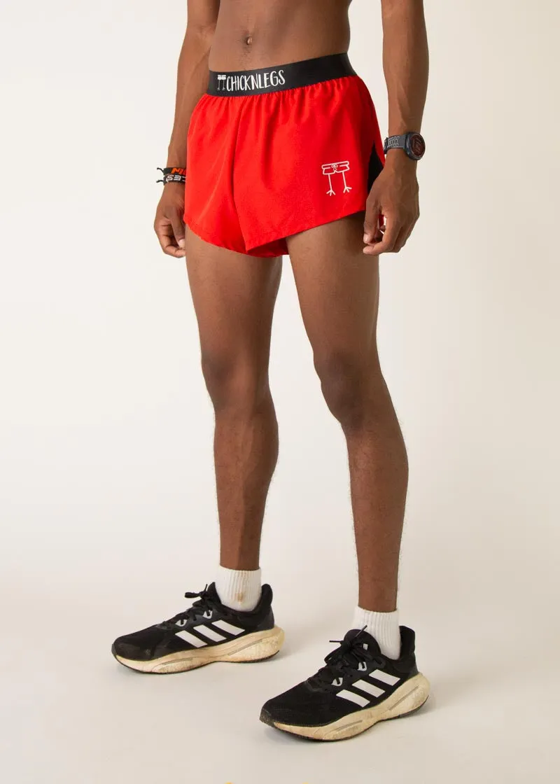 Men's Red 2" Split Shorts