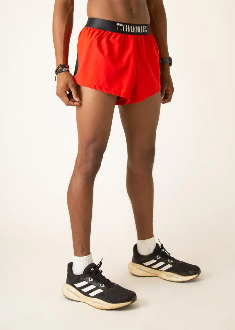 Men's Red 2" Split Shorts