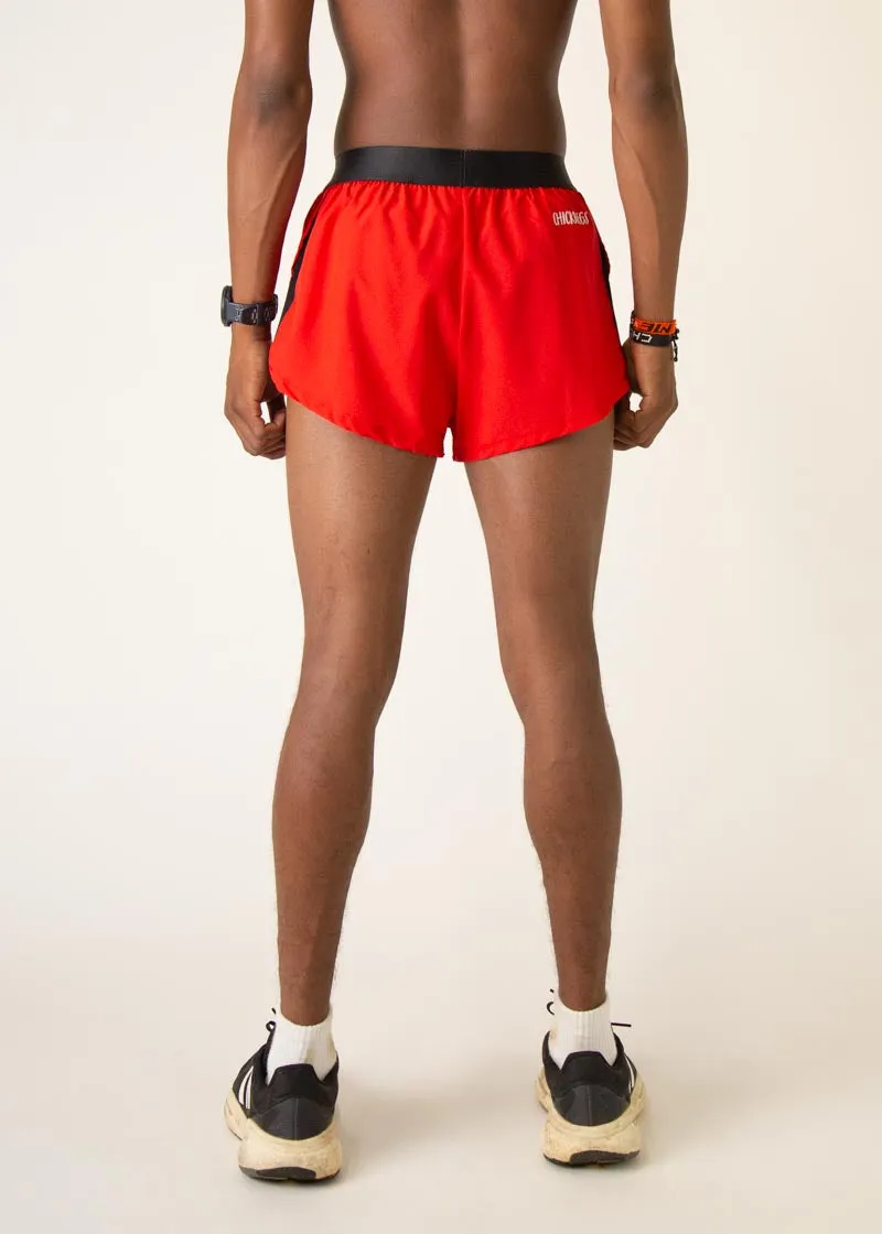 Men's Red 2" Split Shorts