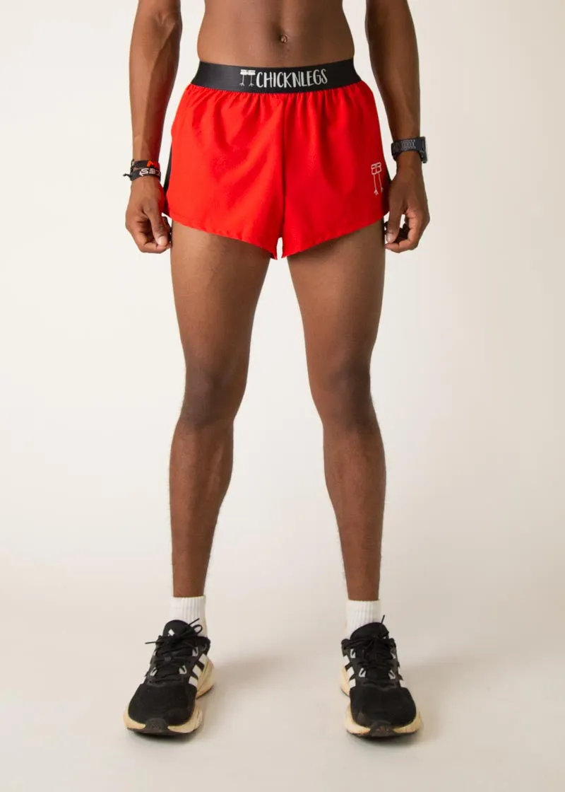 Men's Red 2" Split Shorts