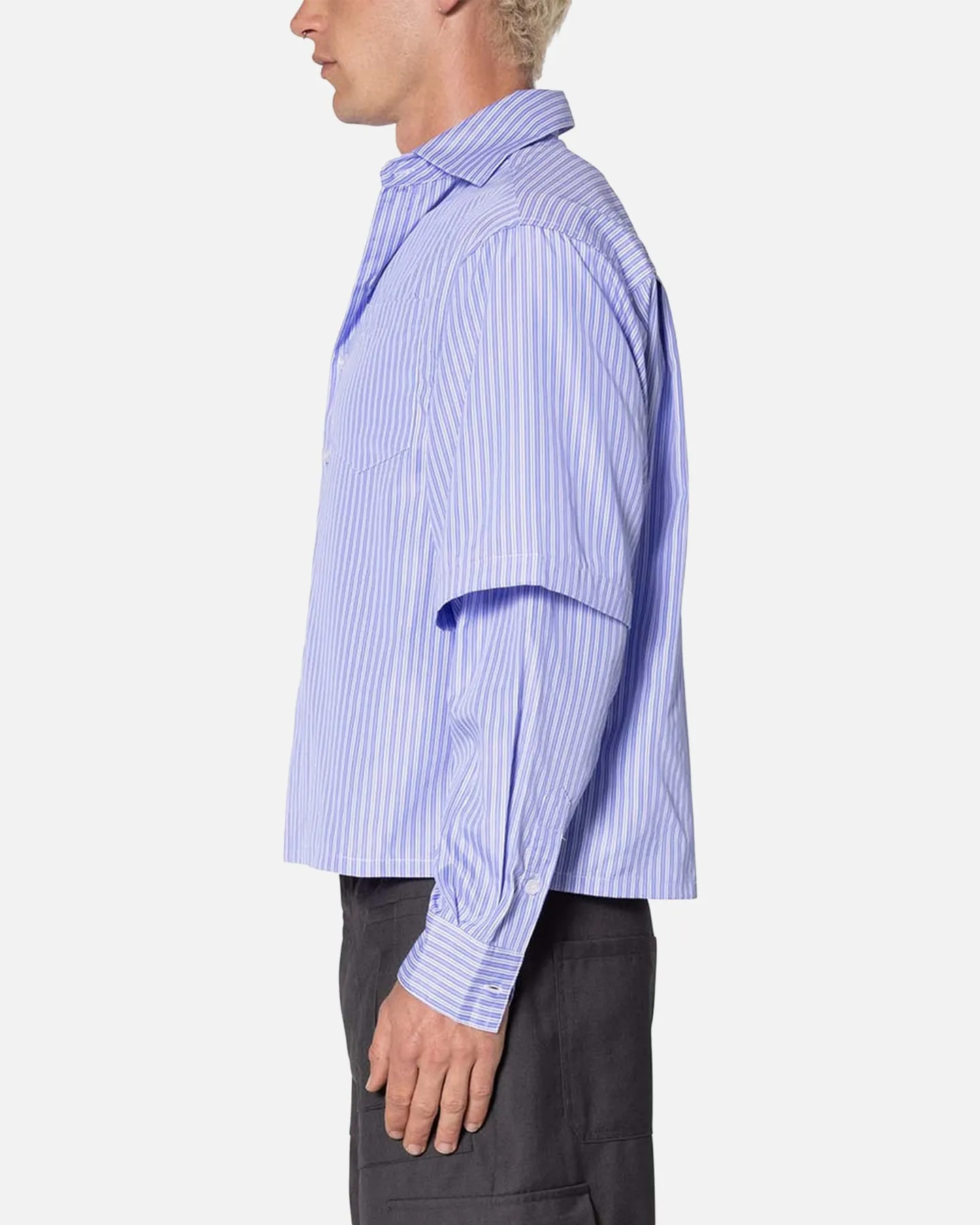 MNML Double Layer Pinstripe Shirt Blue