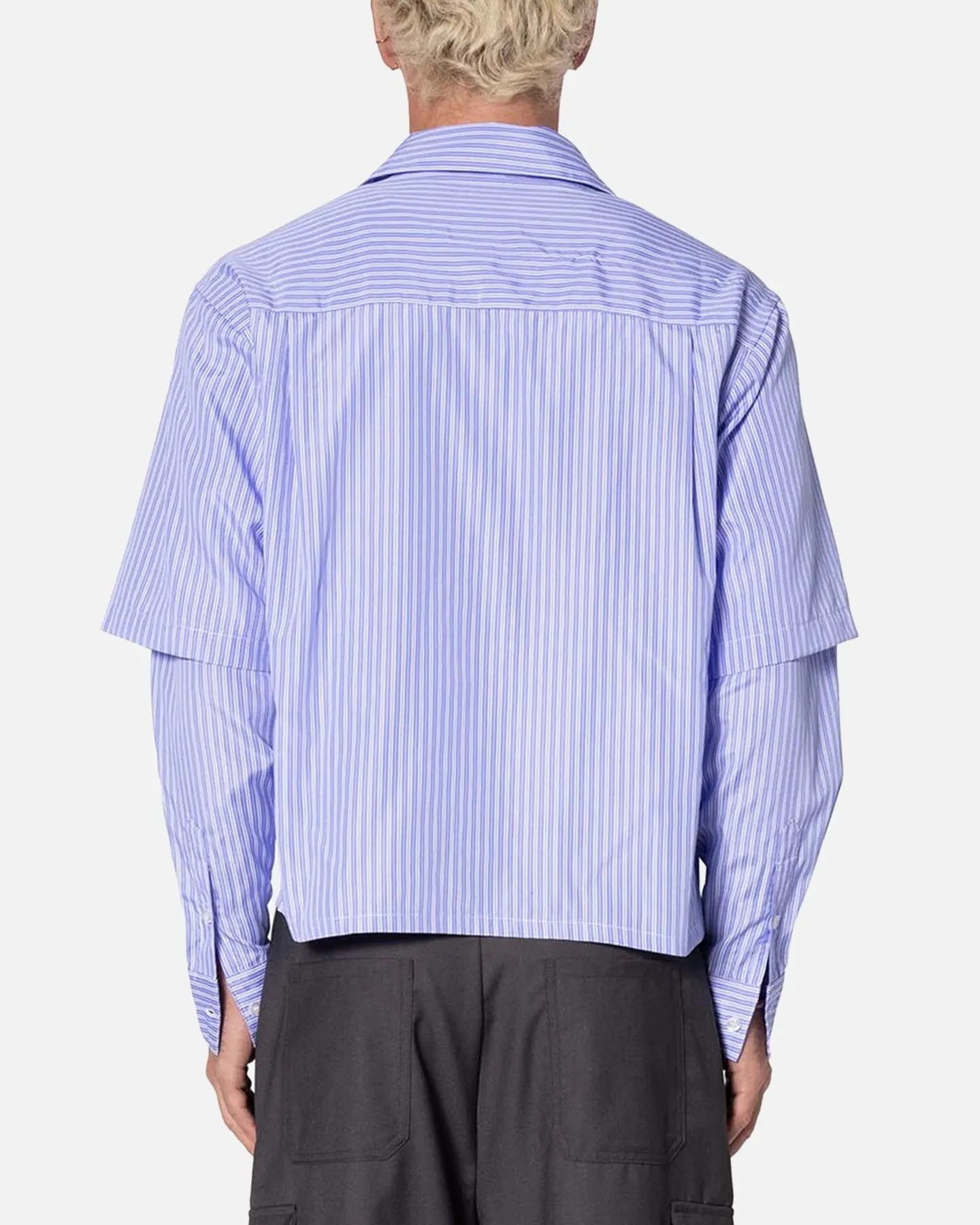 MNML Double Layer Pinstripe Shirt Blue