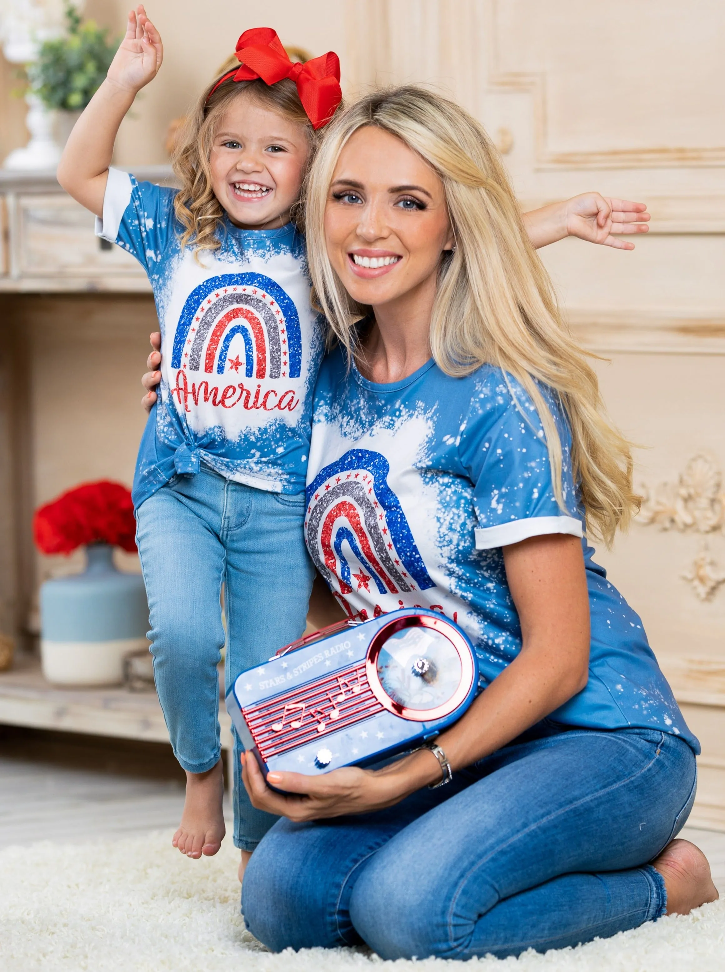 Mommy and Me American Rainbow Top