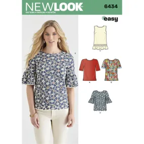 New Look Pattern 6434 Misses' Tops with Fabric Variations