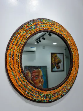 Orange Tone Beaded Mirror