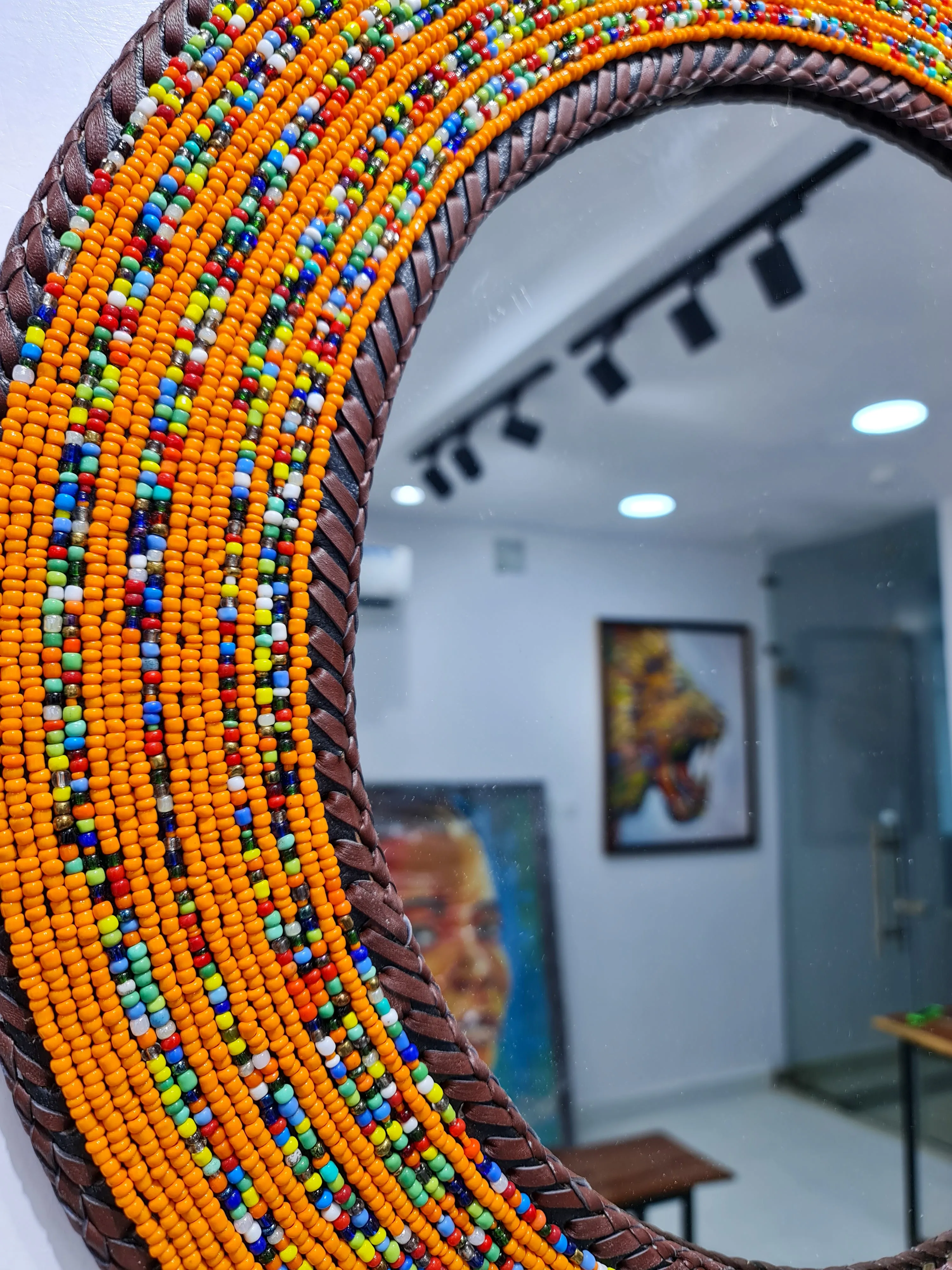 Orange Tone Beaded Mirror