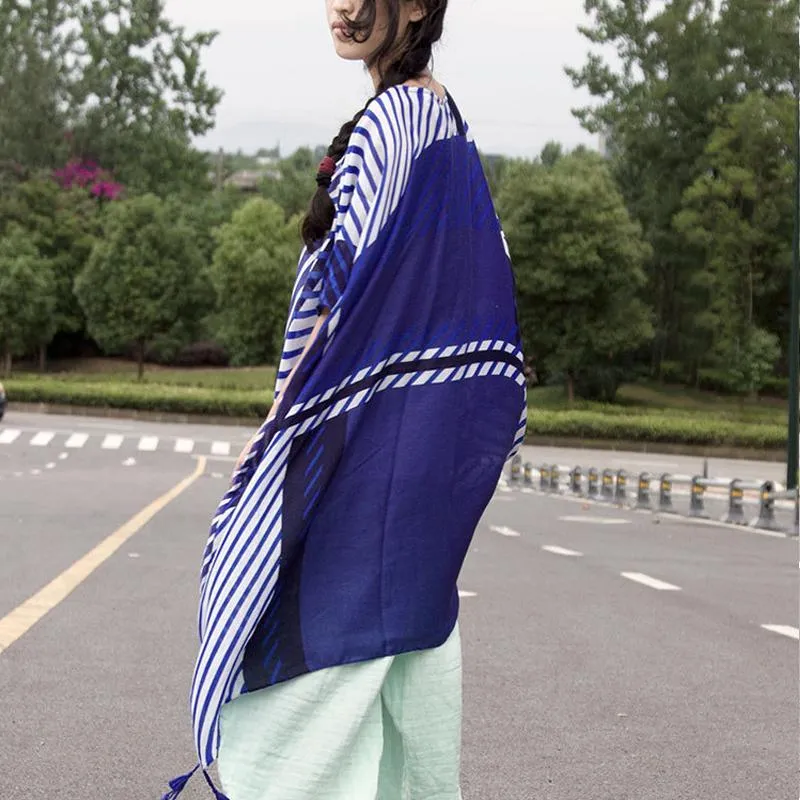 Oversized White and Blue Striped Blouse | Lotus