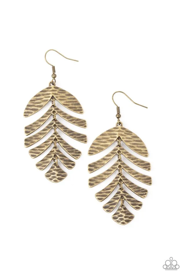 Paparazzi Earring ~ Palm Lagoon - Brass