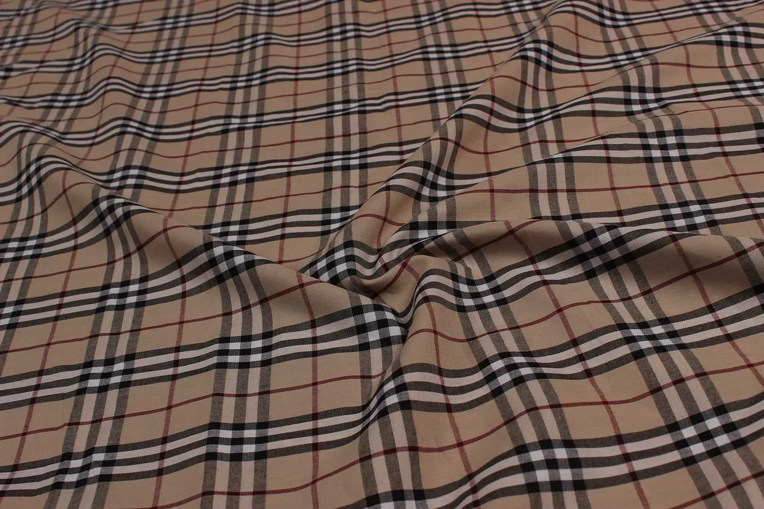 Precut of 1.5 Meter Light Brown Checks Cotton Yarn Dyed Fabric