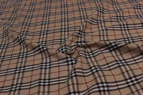 Precut of 1.5 Meter Light Brown Checks Cotton Yarn Dyed Fabric