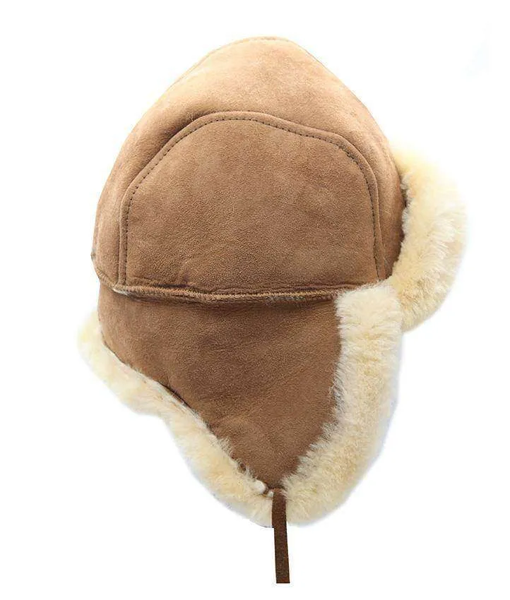 Sheepskin Hat with Tie