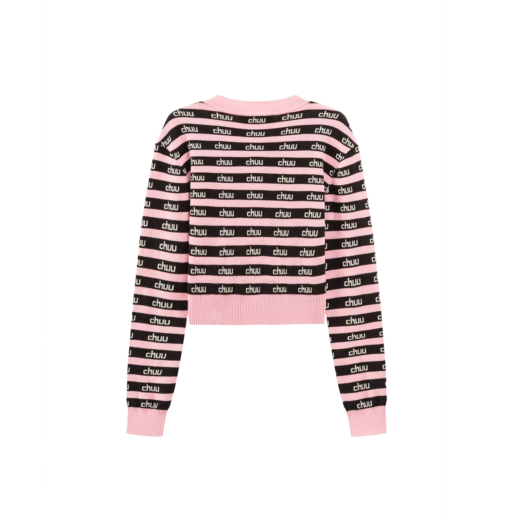 Stripes Chuu Logo Knit Cardigan