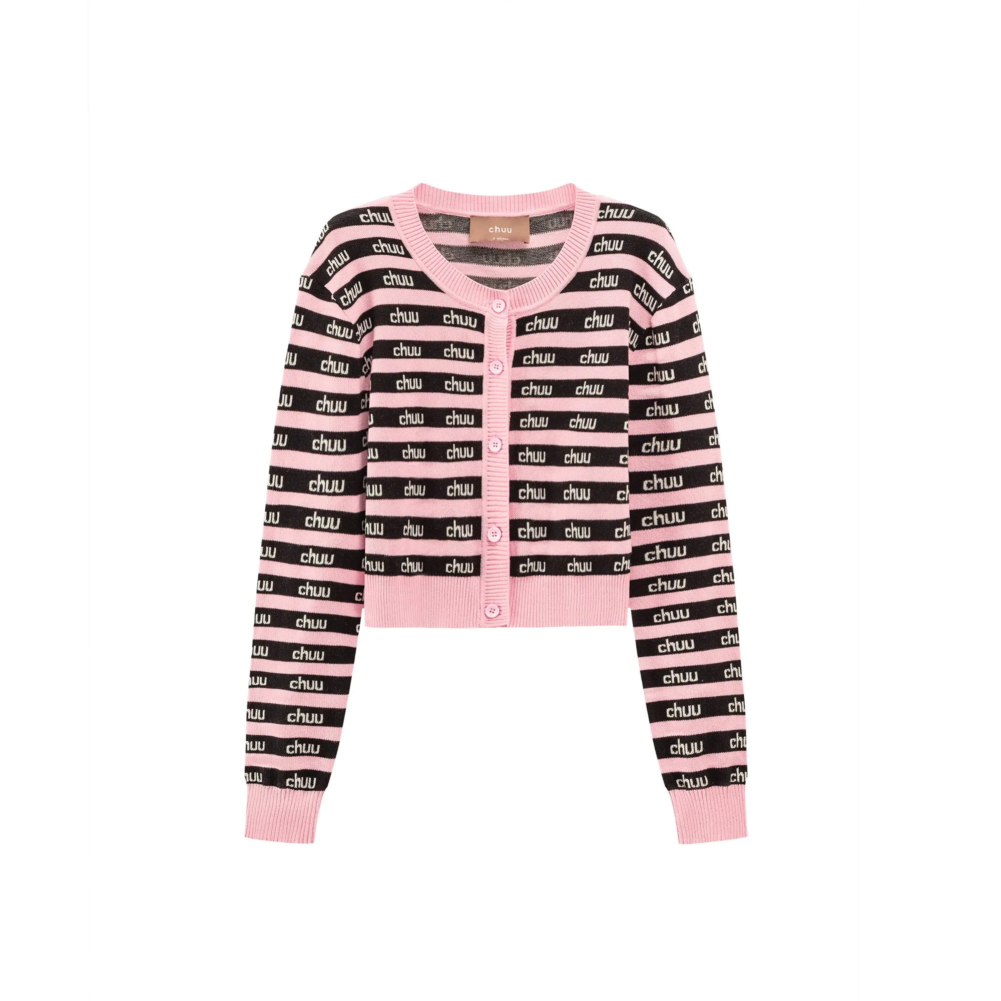 Stripes Chuu Logo Knit Cardigan