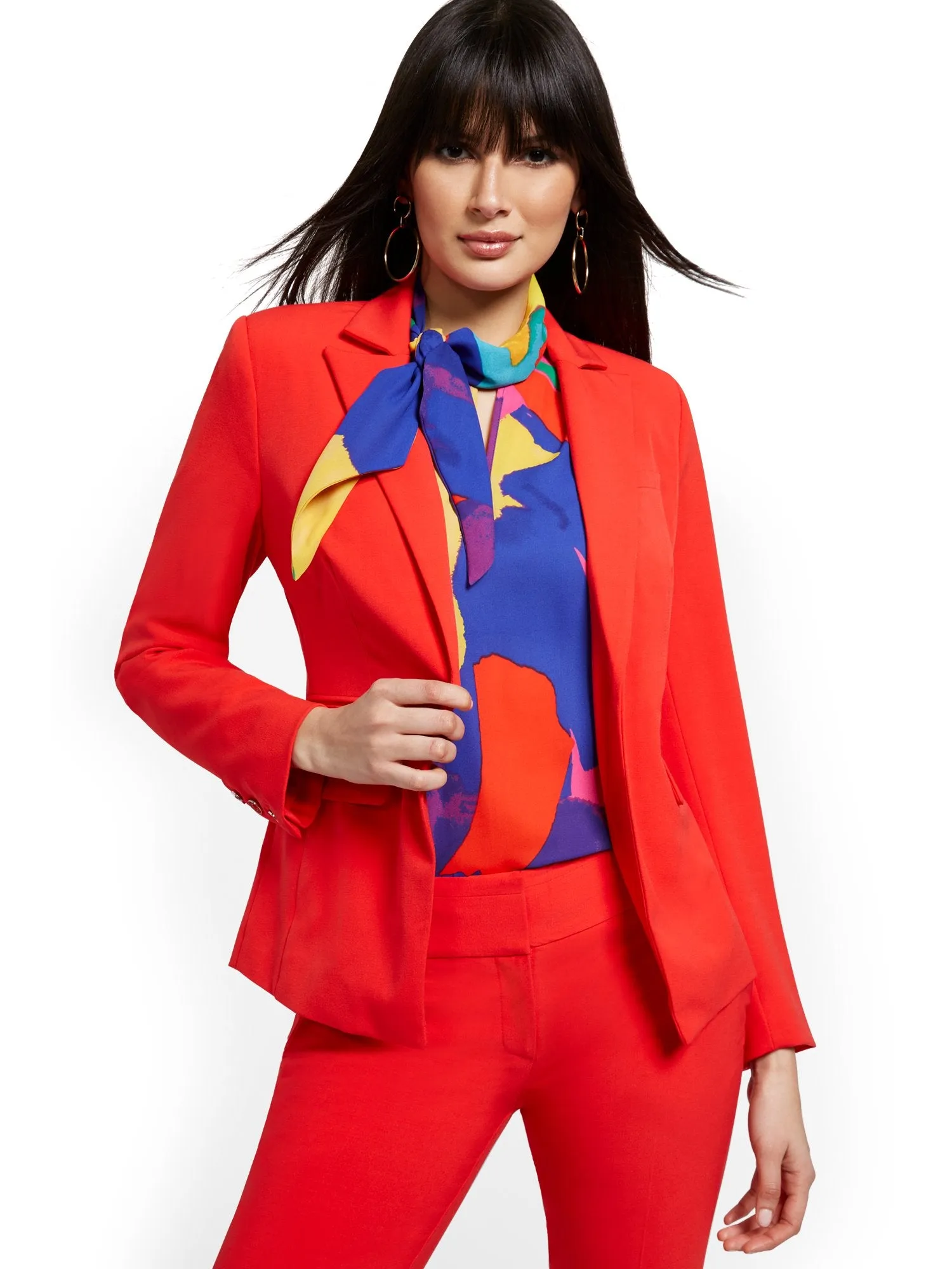 Tall Faux-Pocket Button-Front Blazer - Essential Stretch