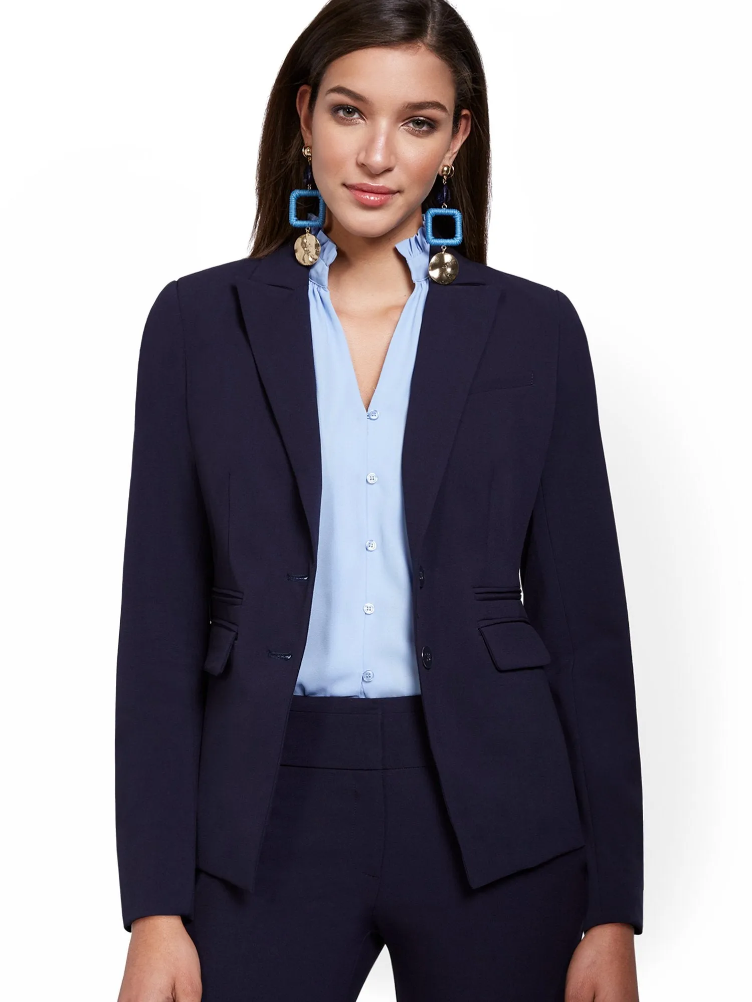 Tall Faux-Pocket Button-Front Blazer - Essential Stretch