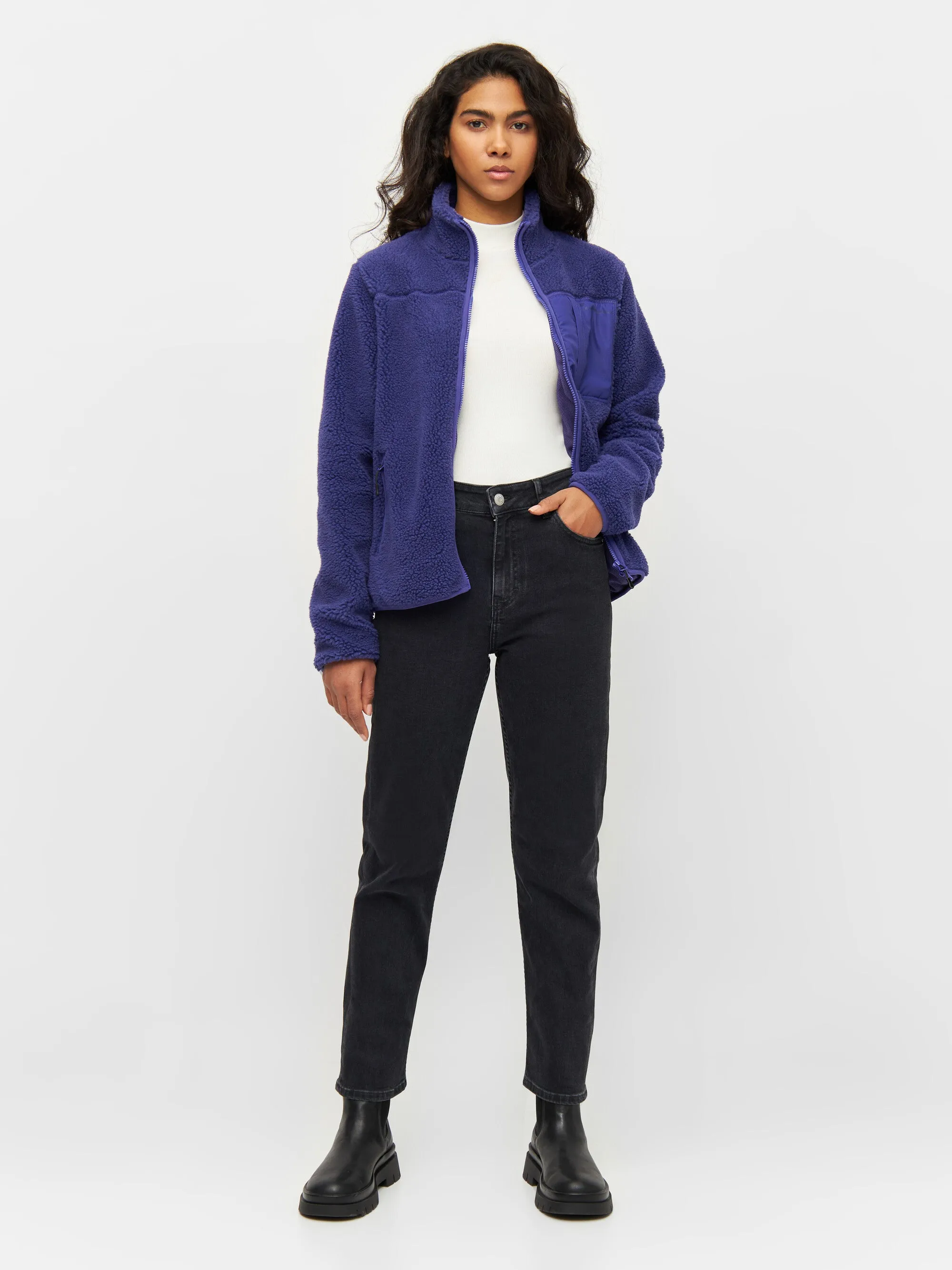 Teddy high neck zip jacket - Deep Purple