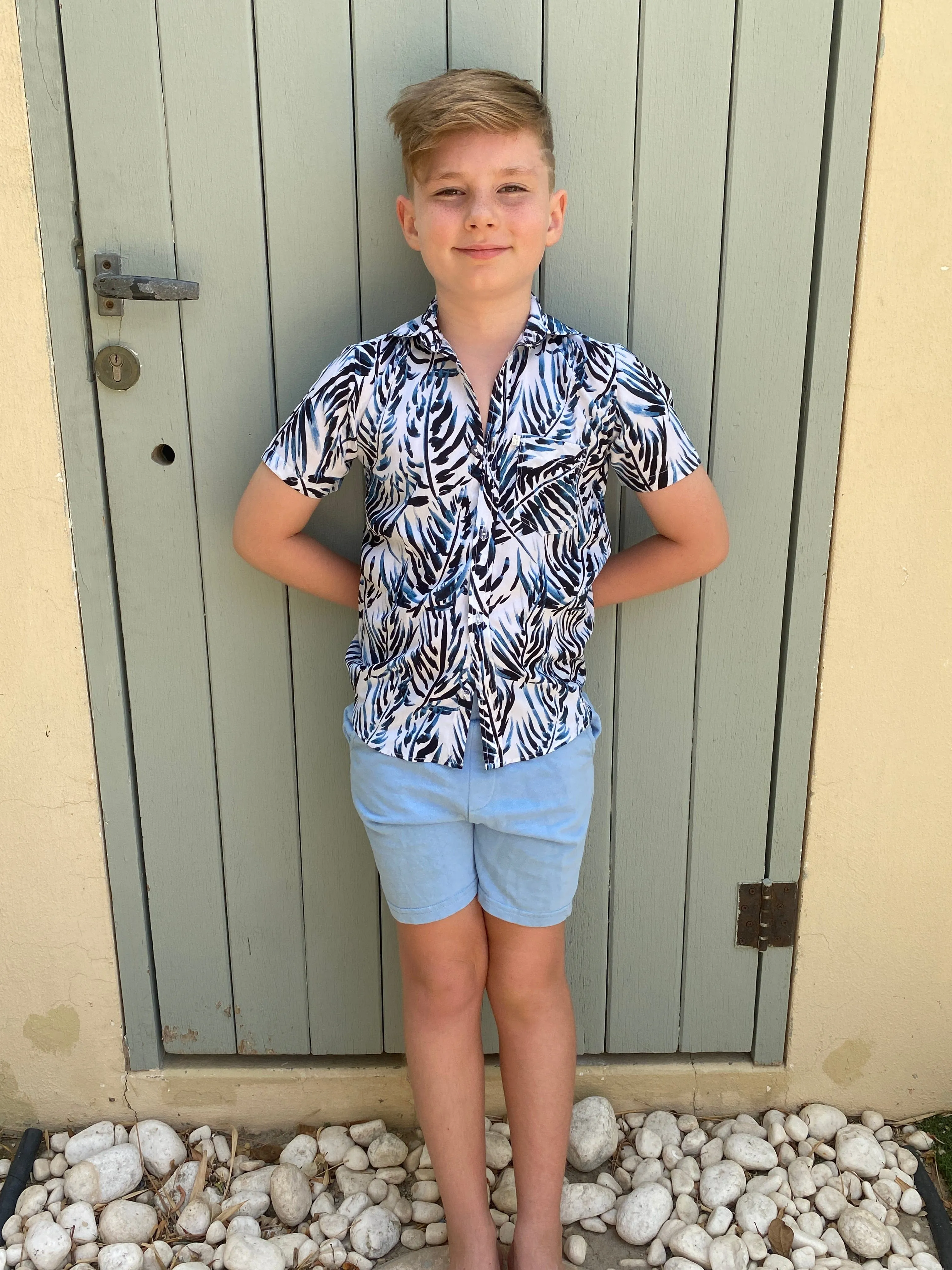 The Boy's Casual Shirt - Indigo Palms