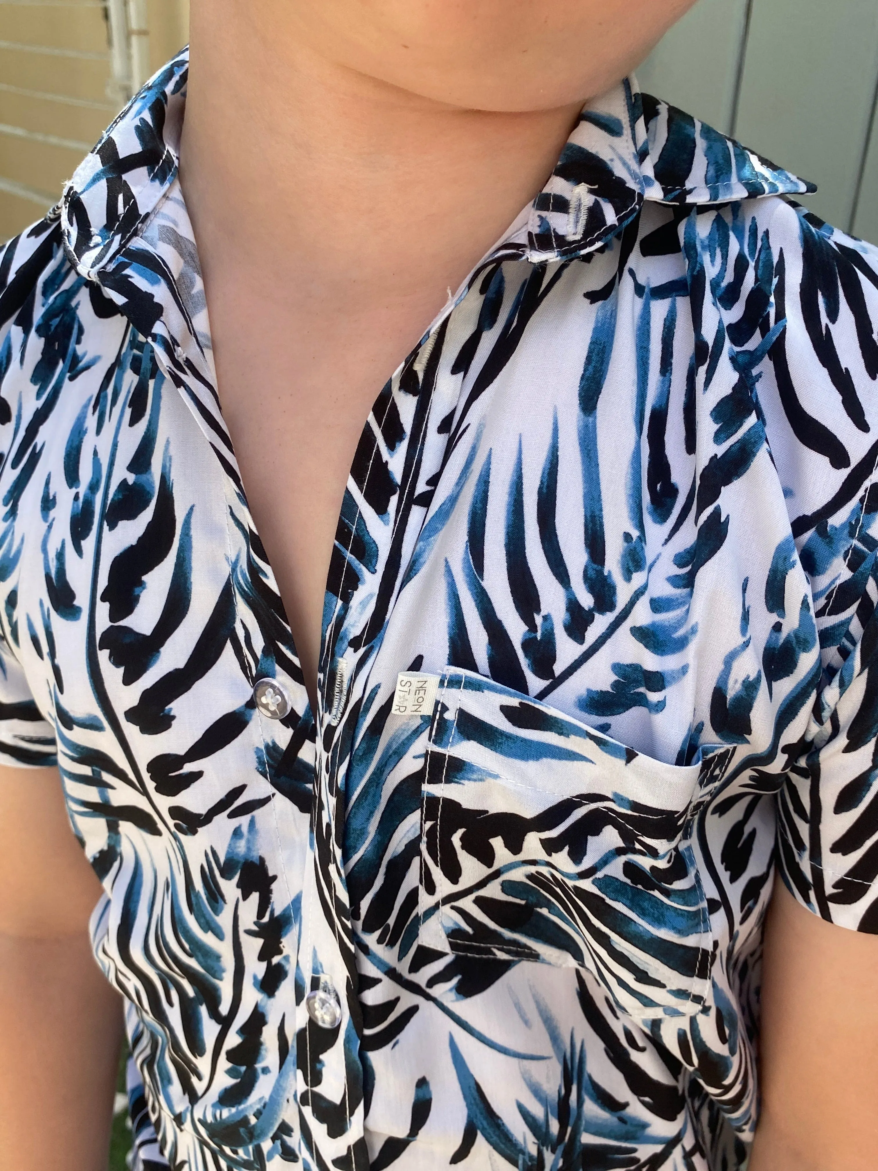 The Boy's Casual Shirt - Indigo Palms