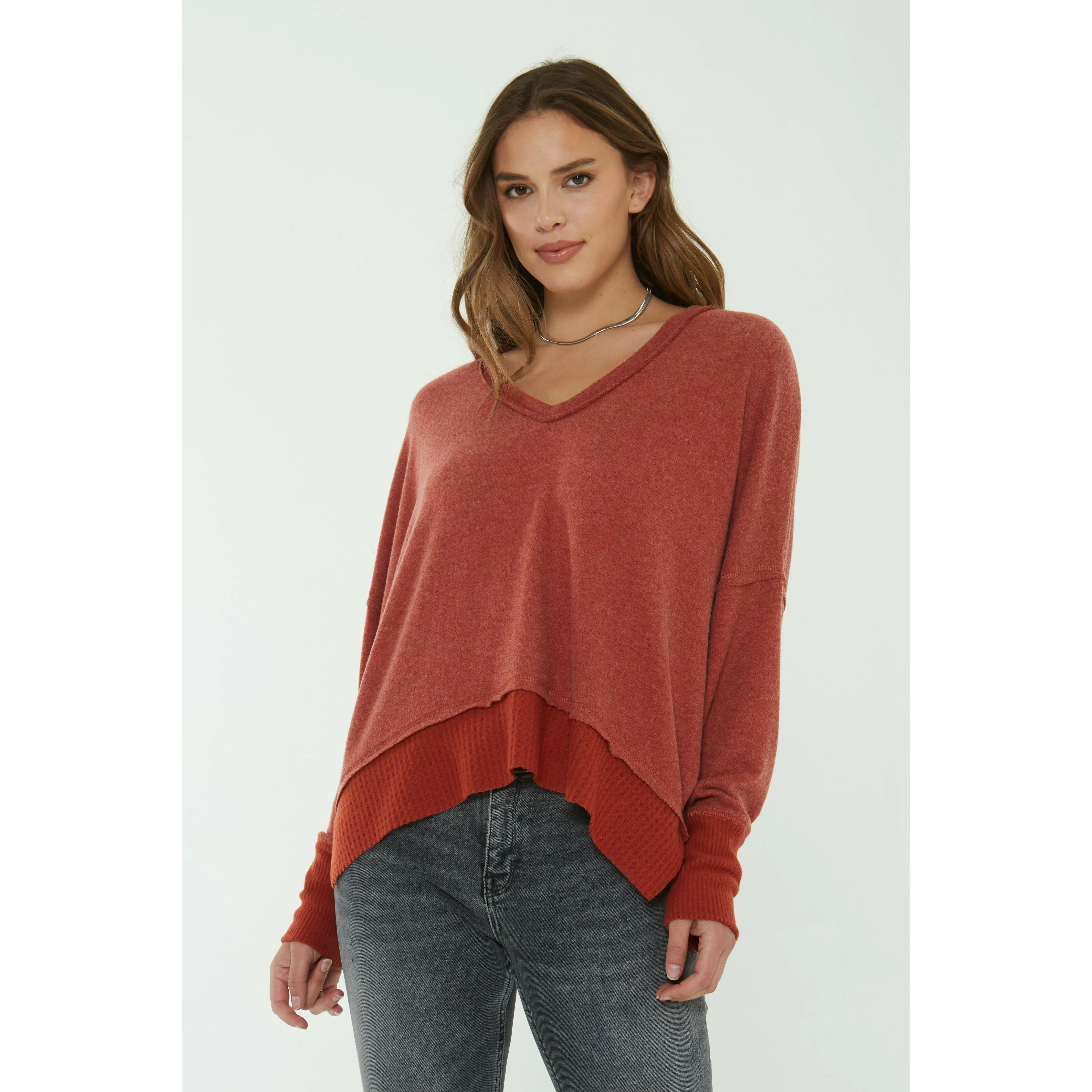 Torino Mixed Heathered Cozy V-Neck