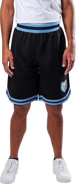 Ultra Game NBA Official Men’s Active Knit Basketball Training Shorts - Unisex, Memphis Grizzlies, Black|Memphis Grizzlies