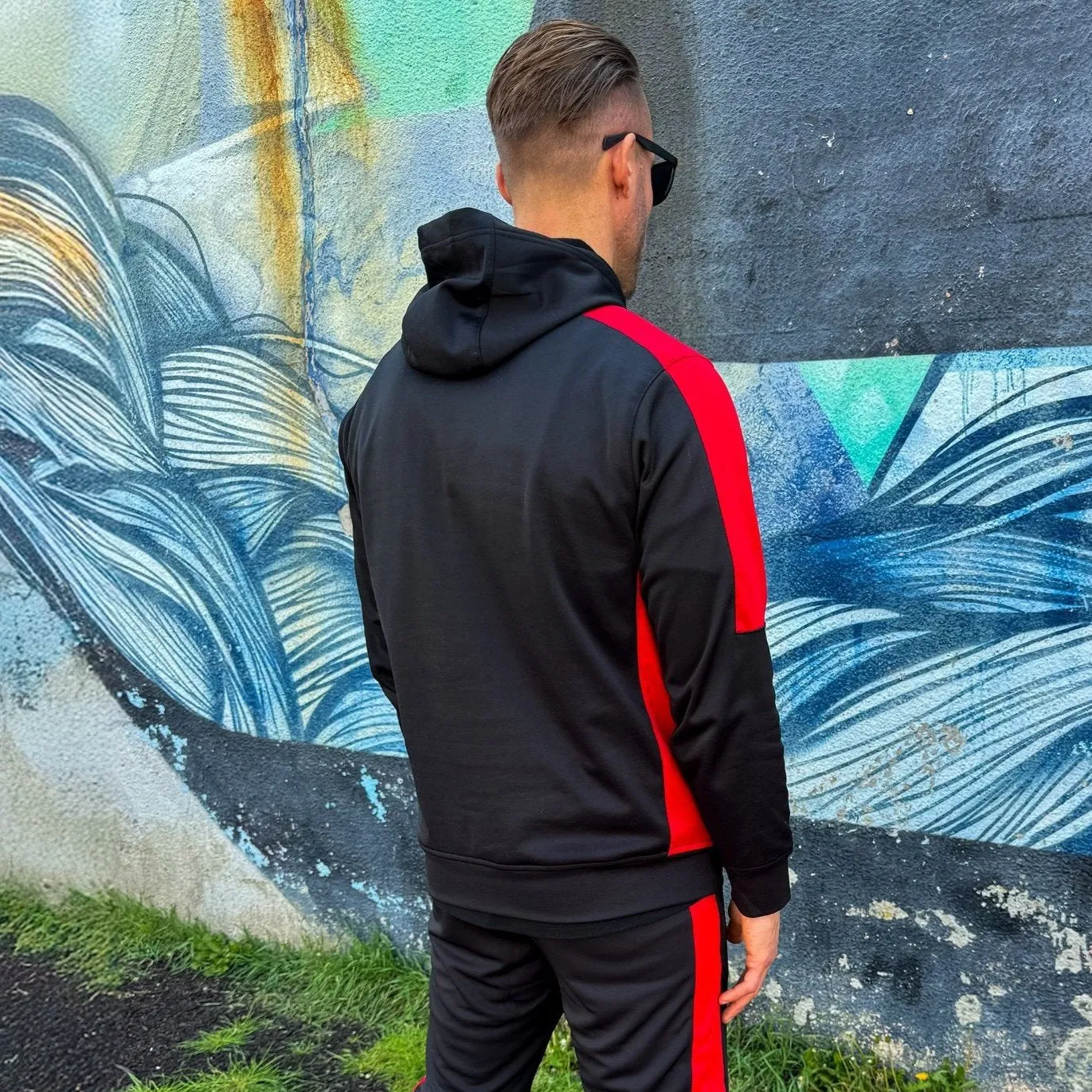 UNIFY Mens Crossover Track Top Black/Red Stripes