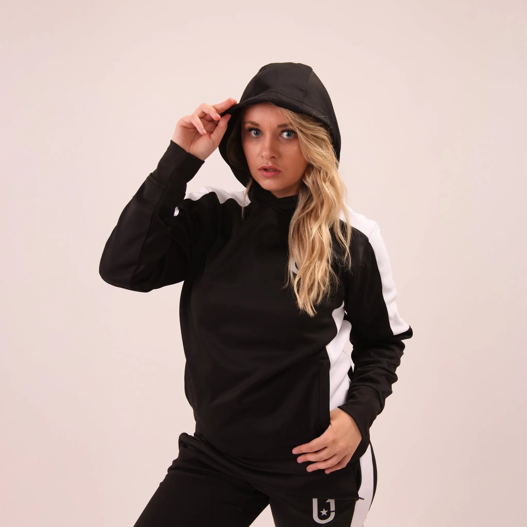 UNIFY Womens Crossover Tracksuit - Black/White Stripes