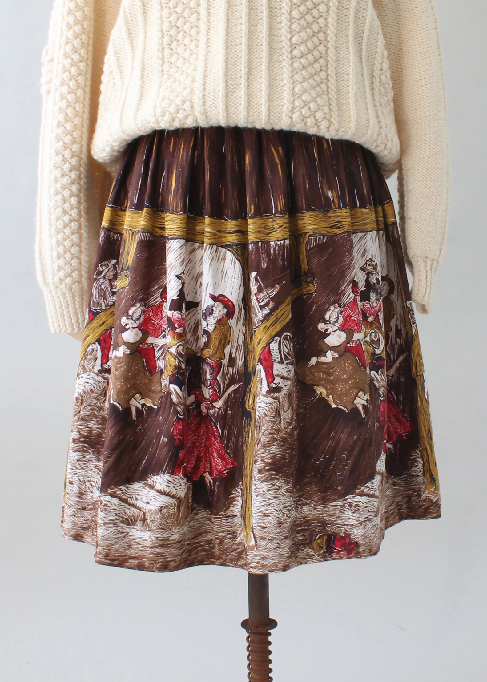 Vintage 1950s Novelty Western Print Skirt