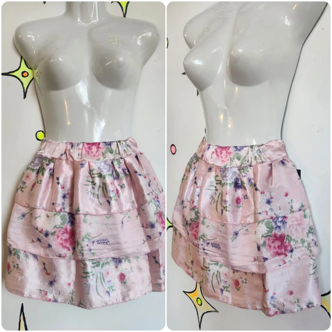 Vintage Y2K | Pink Fairy Grunge Whimsy Coquette Rococo Ruffle Mini Skirt | S