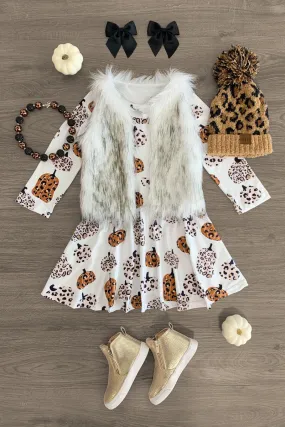 White Leopard Pumpkin Dress