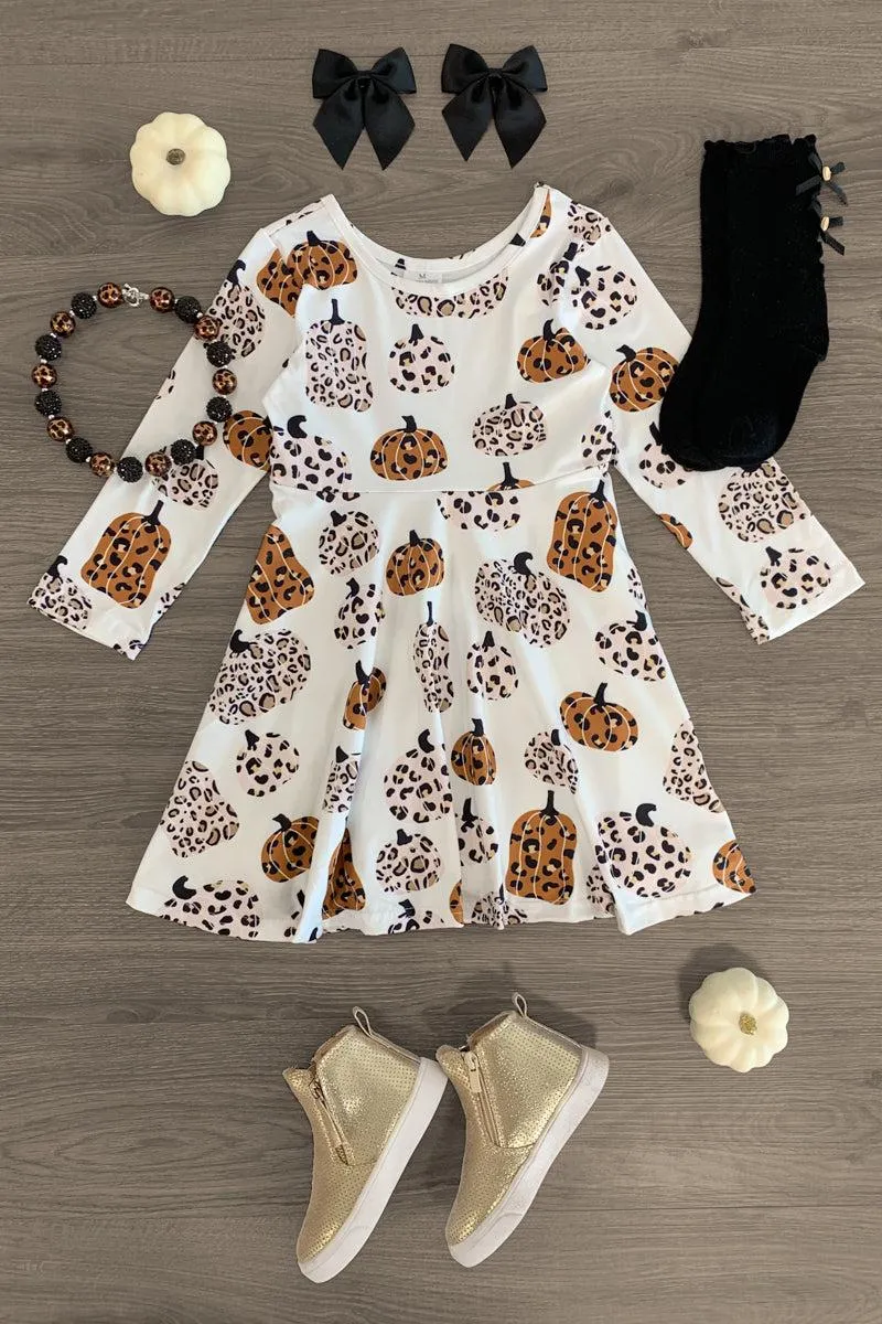 White Leopard Pumpkin Dress