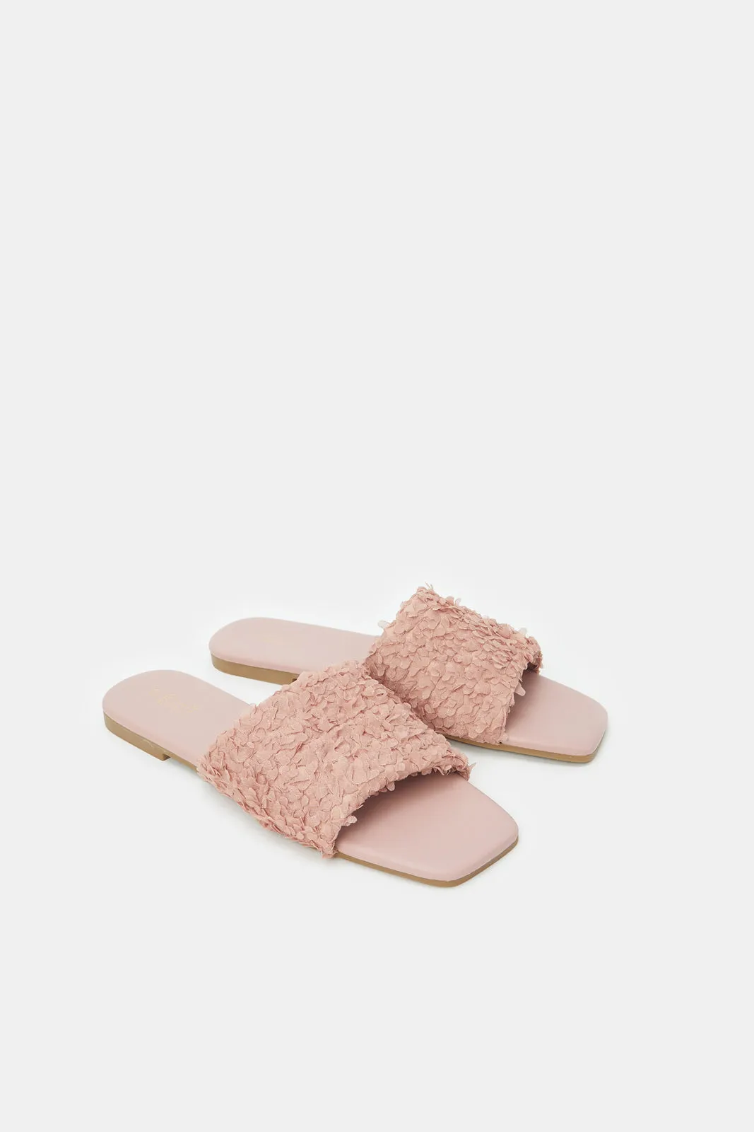 Women Pink Fabric Mule