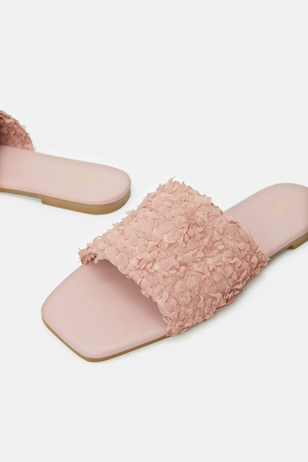 Women Pink Fabric Mule