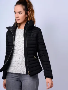 Zelda Funnel Neck Quilted Jacket in Black - Tokyo Laundry