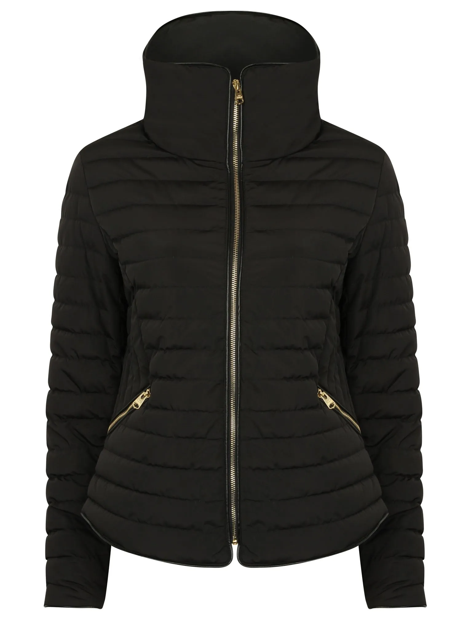 Zelda Funnel Neck Quilted Jacket in Black - Tokyo Laundry